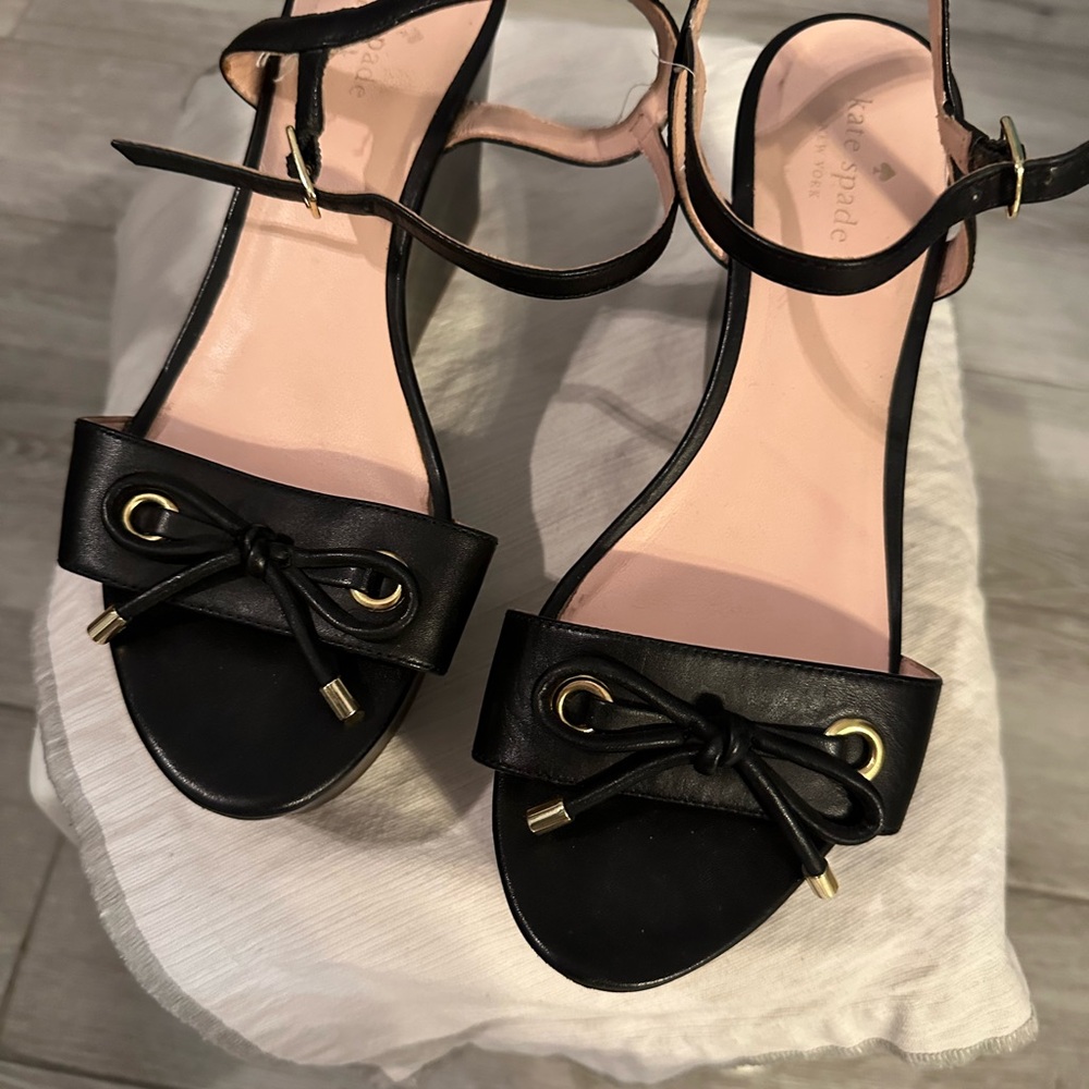 Kate Spade Black Sandals with Gold Accents